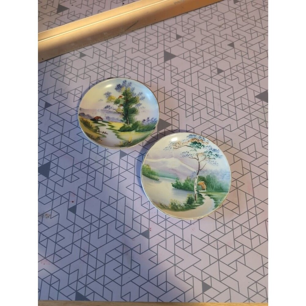 Set Of 2 Vintage Ucagco China Hand-Painted Japanese Mini Plates